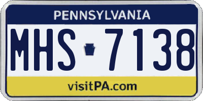 PA license plate MHS7138