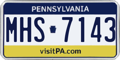 PA license plate MHS7143
