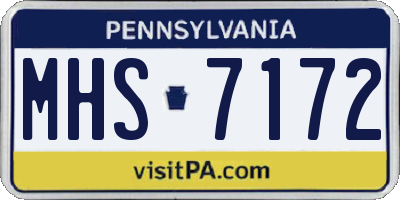 PA license plate MHS7172
