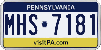 PA license plate MHS7181