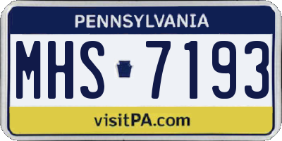 PA license plate MHS7193
