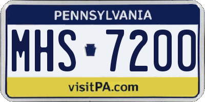 PA license plate MHS7200