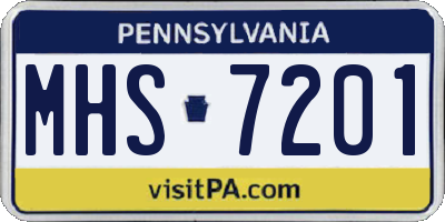 PA license plate MHS7201
