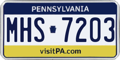 PA license plate MHS7203