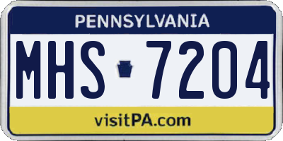 PA license plate MHS7204