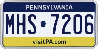 PA license plate MHS7206