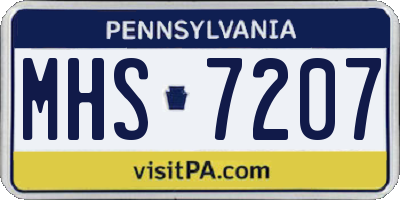 PA license plate MHS7207