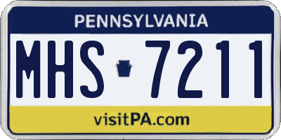 PA license plate MHS7211