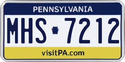 PA license plate MHS7212