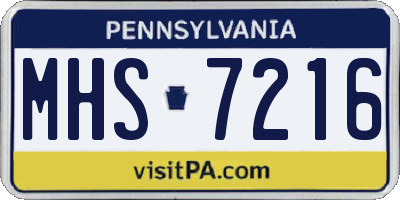 PA license plate MHS7216