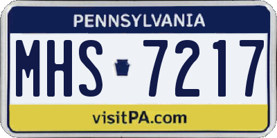 PA license plate MHS7217