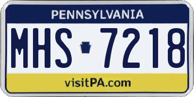 PA license plate MHS7218