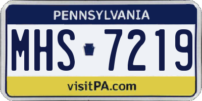PA license plate MHS7219