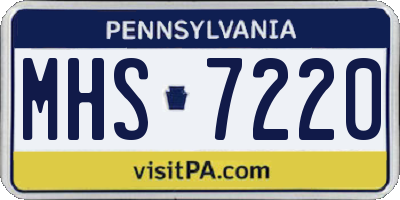 PA license plate MHS7220