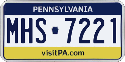 PA license plate MHS7221