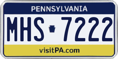 PA license plate MHS7222