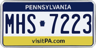 PA license plate MHS7223