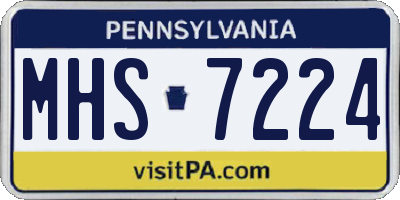 PA license plate MHS7224