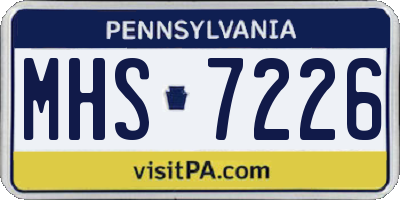 PA license plate MHS7226