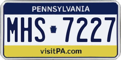 PA license plate MHS7227