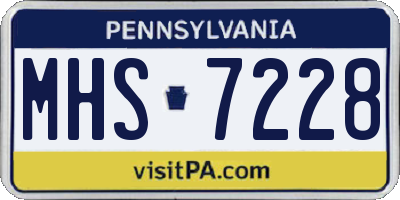 PA license plate MHS7228