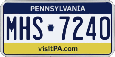 PA license plate MHS7240