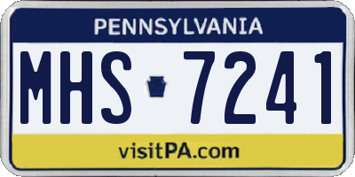 PA license plate MHS7241