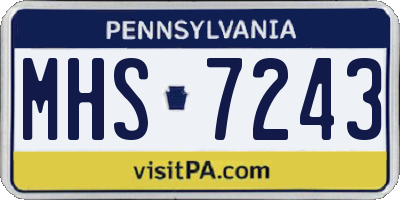 PA license plate MHS7243