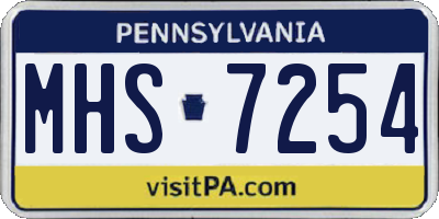 PA license plate MHS7254