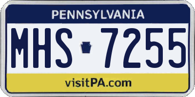 PA license plate MHS7255