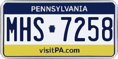 PA license plate MHS7258