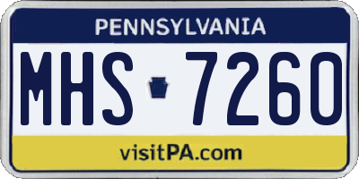 PA license plate MHS7260