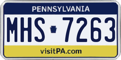 PA license plate MHS7263