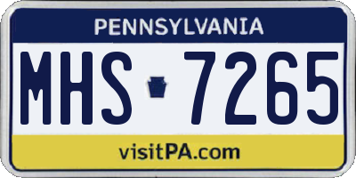 PA license plate MHS7265