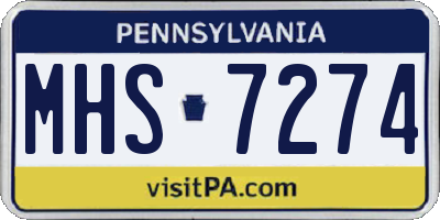 PA license plate MHS7274