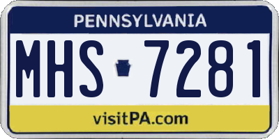 PA license plate MHS7281