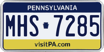 PA license plate MHS7285