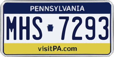 PA license plate MHS7293