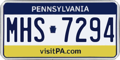 PA license plate MHS7294