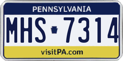 PA license plate MHS7314