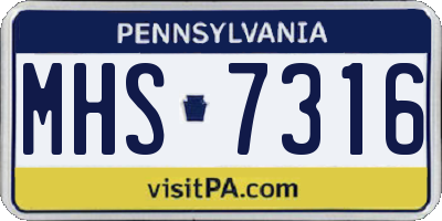 PA license plate MHS7316