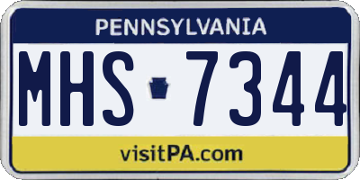 PA license plate MHS7344