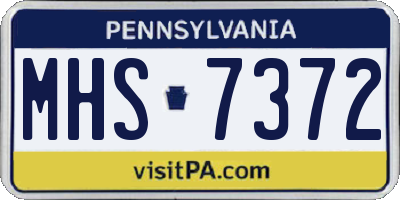 PA license plate MHS7372