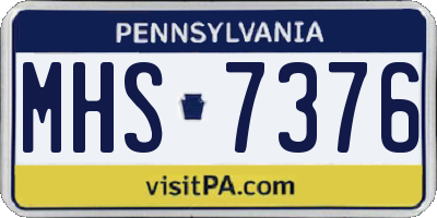 PA license plate MHS7376
