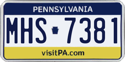PA license plate MHS7381