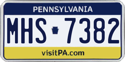 PA license plate MHS7382