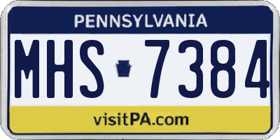 PA license plate MHS7384