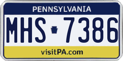 PA license plate MHS7386