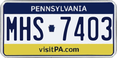 PA license plate MHS7403