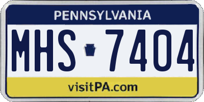 PA license plate MHS7404